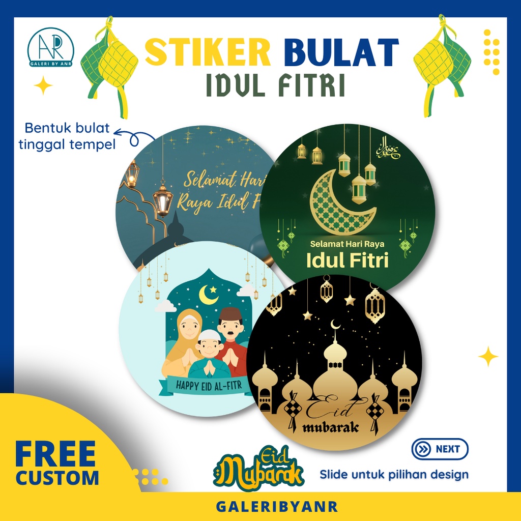 

D41 Stiker cutting bulat idul fitri free custom | Stiker box bento label ramadhan | Sticker hampers label kue kering lebaran puasa eid mubarak tempelan toples lebaran