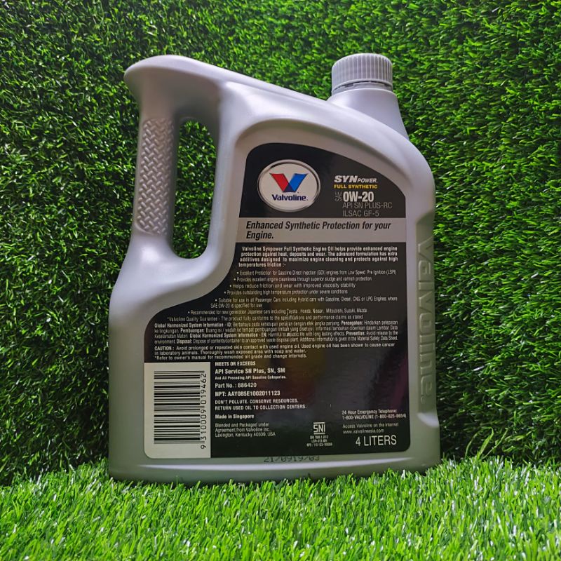 Valvoline Syn Power 0W20 0W-20 API SN PLUS 4 LITER