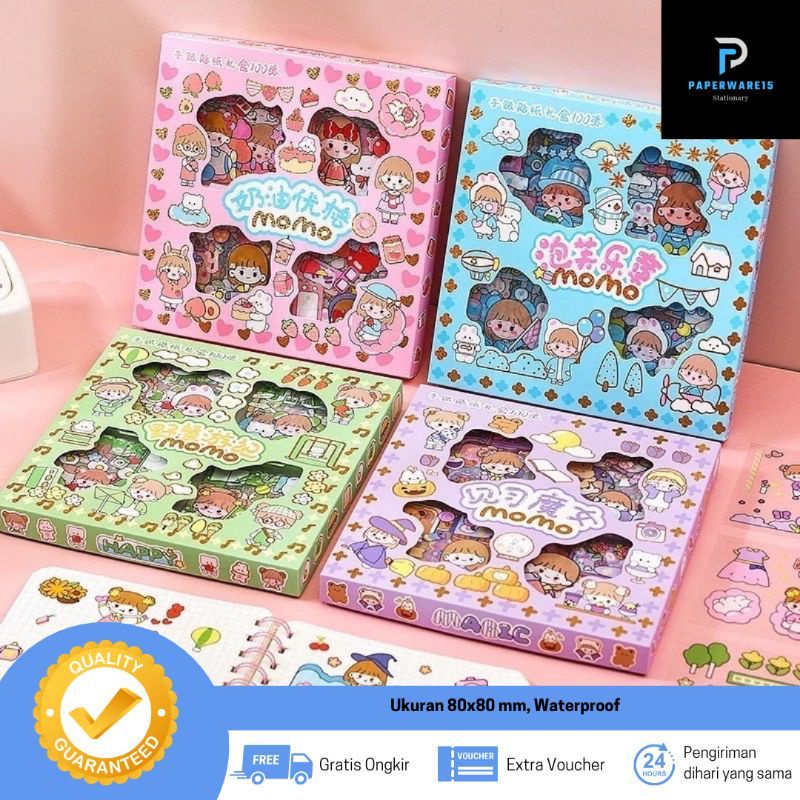 

stiker momo waterproof 1 box/stiker dekorasi lucu/sticker momo 1 box