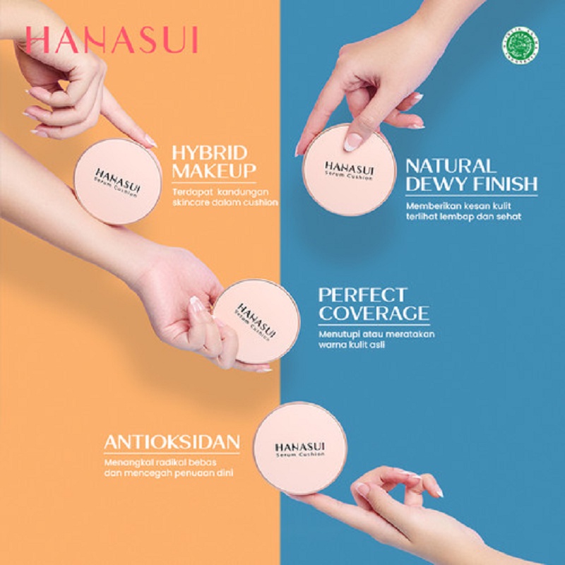 HANASUI Serum Cushion 15g | Foundation | Flawless | Natural Dewy Finish | Perfect Coverage | BPOM