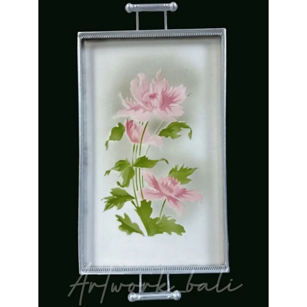 nampan keramik bunga pink