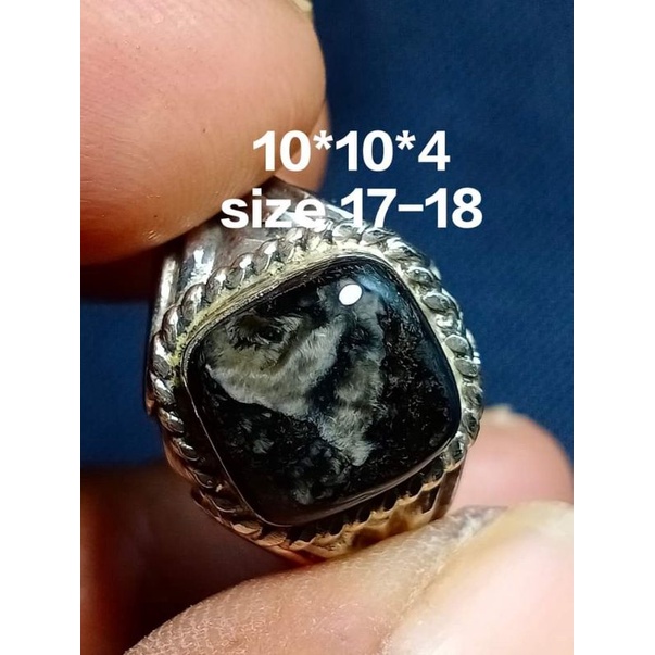 natural [BASALTIC TIGER GLASS BULU MACAN LUMAJANG TOP HQ] emban cincin pria wanita ring alpaka perak