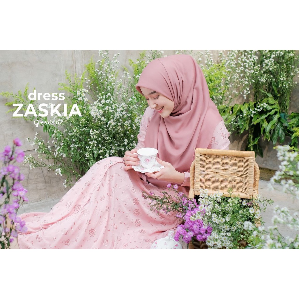 GAMIS BAHAN RAYON BORDIR | ZASKIA DRESS BY GREENISM