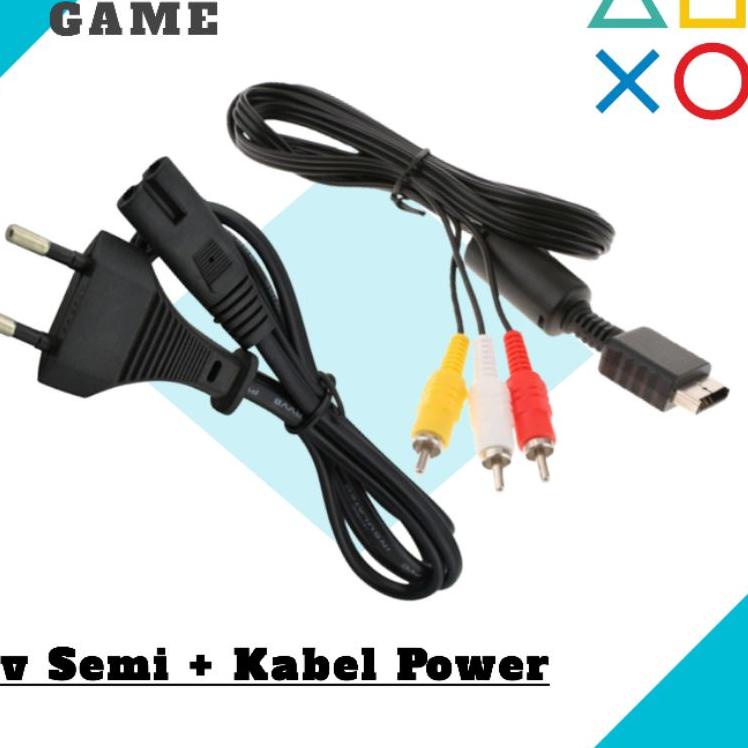 Terbaru [PAKET] Kabel AV Semi PS2 / kabel rca + Kabel Power PS1 PS2 PS3