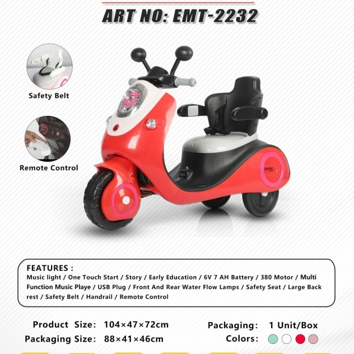 Mainan Motoran Aki Anak (Remote) EMT-2232