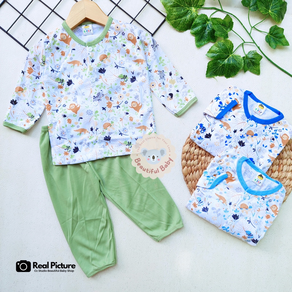 Setelan Piyama Baju Bayi Perempuan 3-12 Bulan Lengan Panjang Celana Panjang Motif Animals / Baju Bayi Perempuan Syifana / Baby.ou