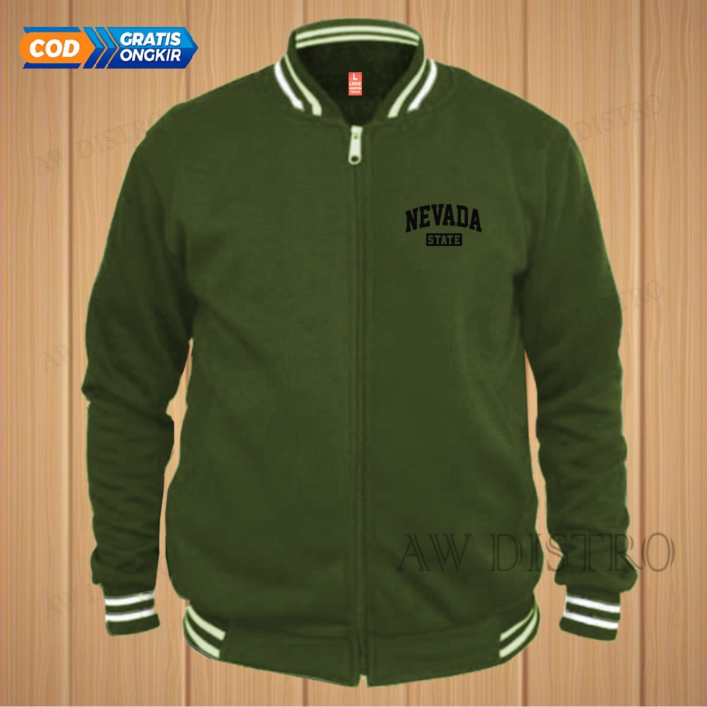 COD Jaket Baseball Varsity Distro Nvd State Text Hitam Premium Quality