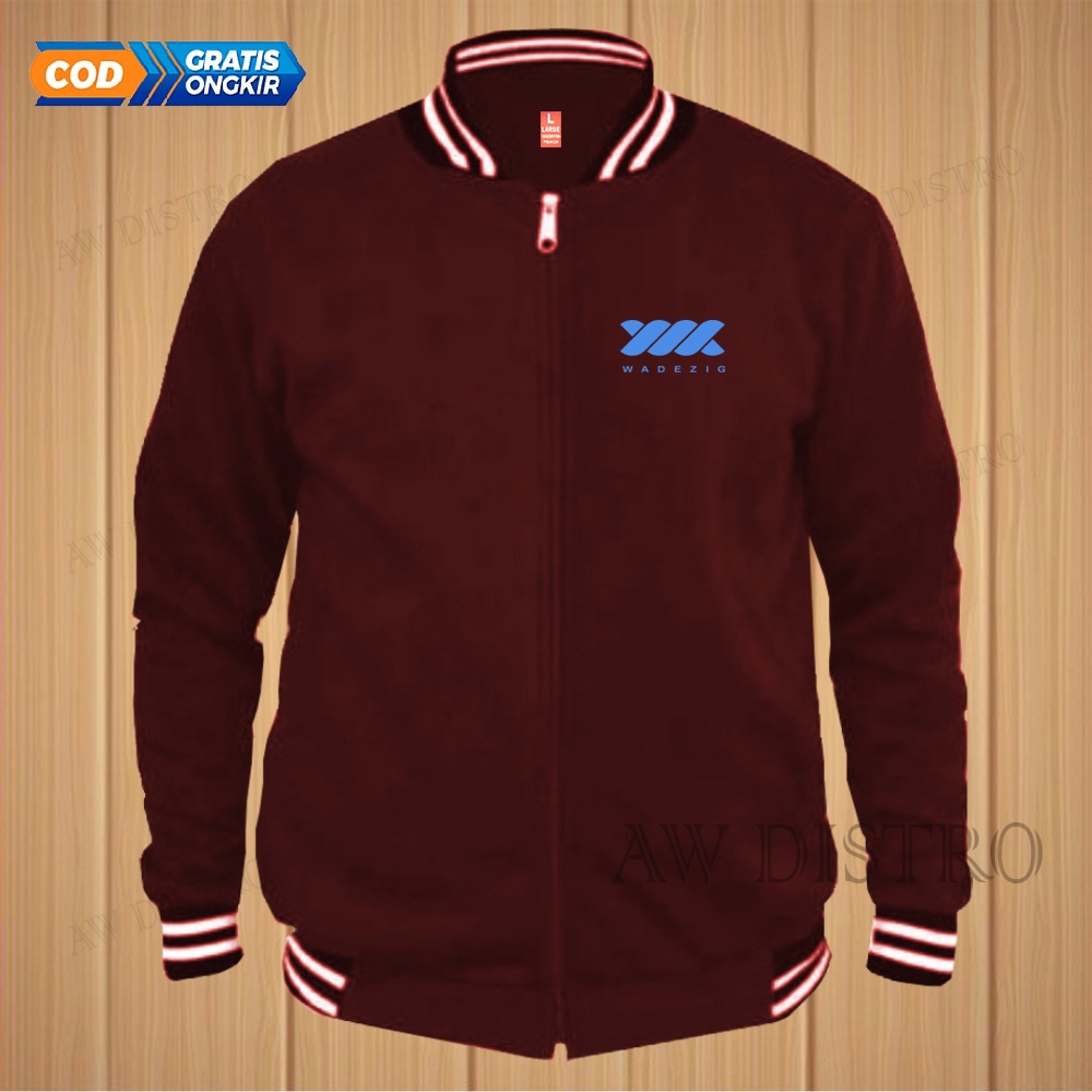 COD Jaket Baseball Varsity Distro WDG Text Sky Blue Premium Quality