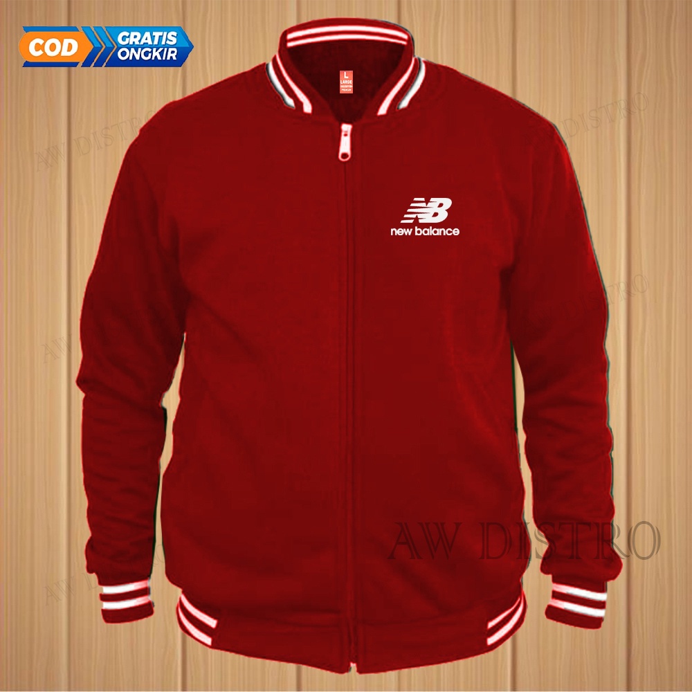 COD Jaket Baseball Varsity Distro NB Text Putih Premium Quality