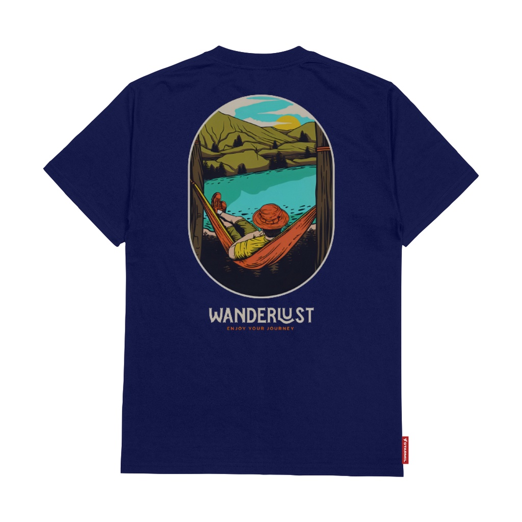 Kaos Pendaki Wanderlust Pendaki Gunung Indonesia Pria Wanita T-shirt Navy Starmilstore 11101