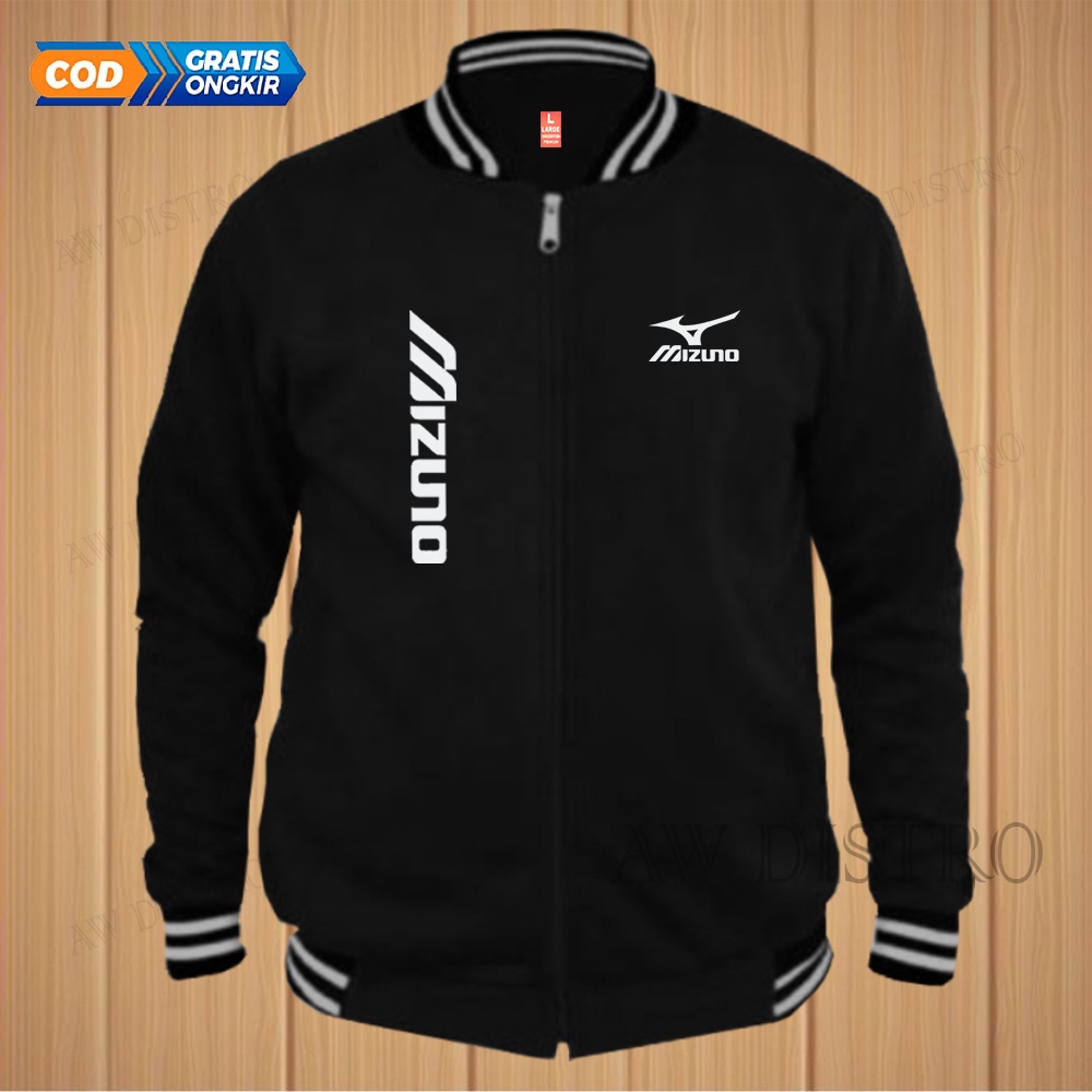 COD Jaket Baseball Varsity Distro Mizuno Kirka Text Putih Premium Quality