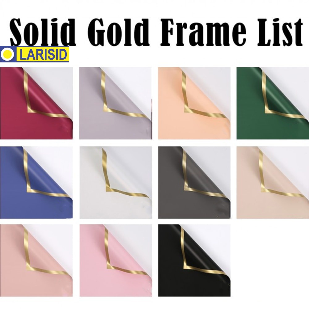 

20 Lembar Solid Gold Frame Bingkai List Kertas Buket Korea Cellophane