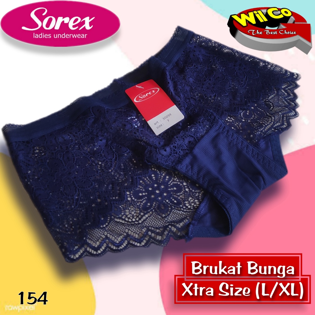 K154 - (Harga Per 1 Potong) CELANA DALAM WANITA PAKAIAN WANITA PAKAIAN DALAM BRUKAT TRANSPARAN SOREX FREE SIZE