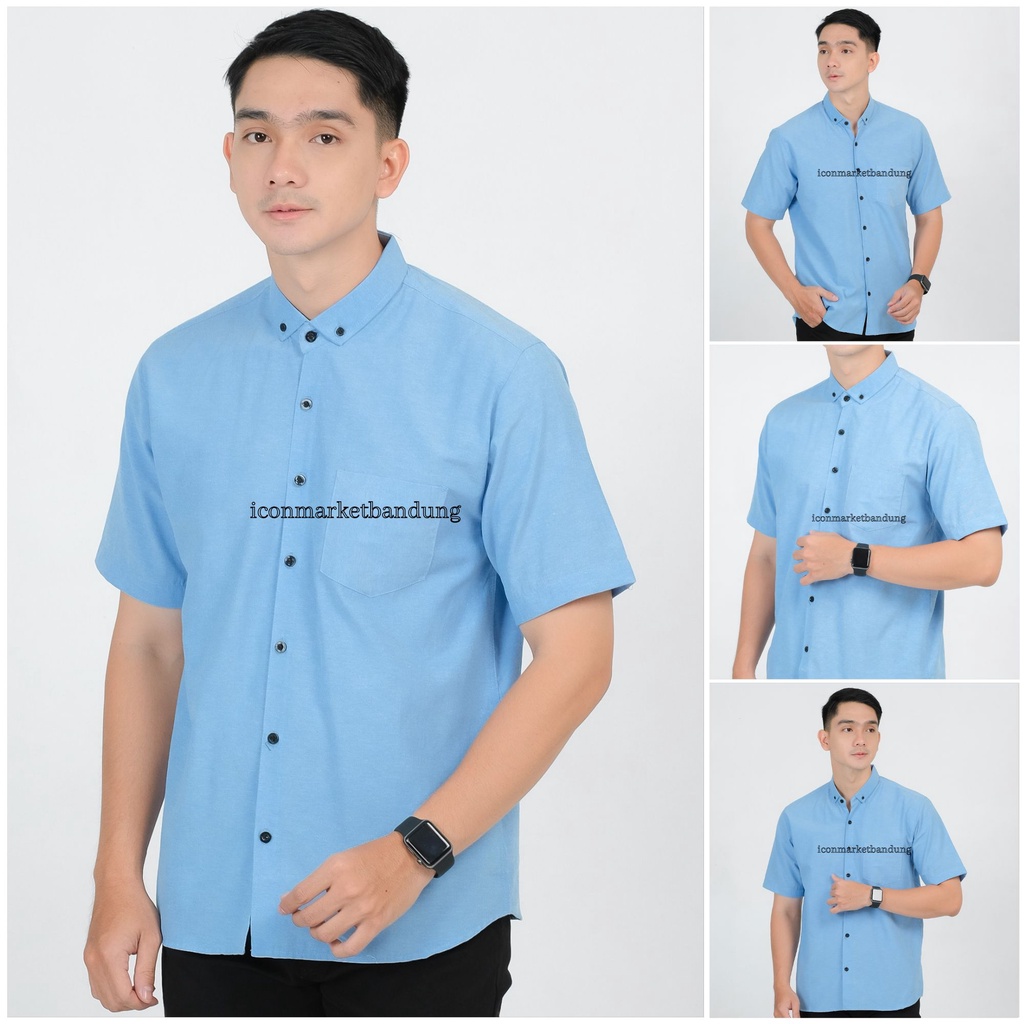 KEMEJA PRIA POLOS LENGAN PENDEK SLIMFIT ORIGINAL ICON M L XL XXL / ATASAN PRIA SEMI FORMAL CASUAL