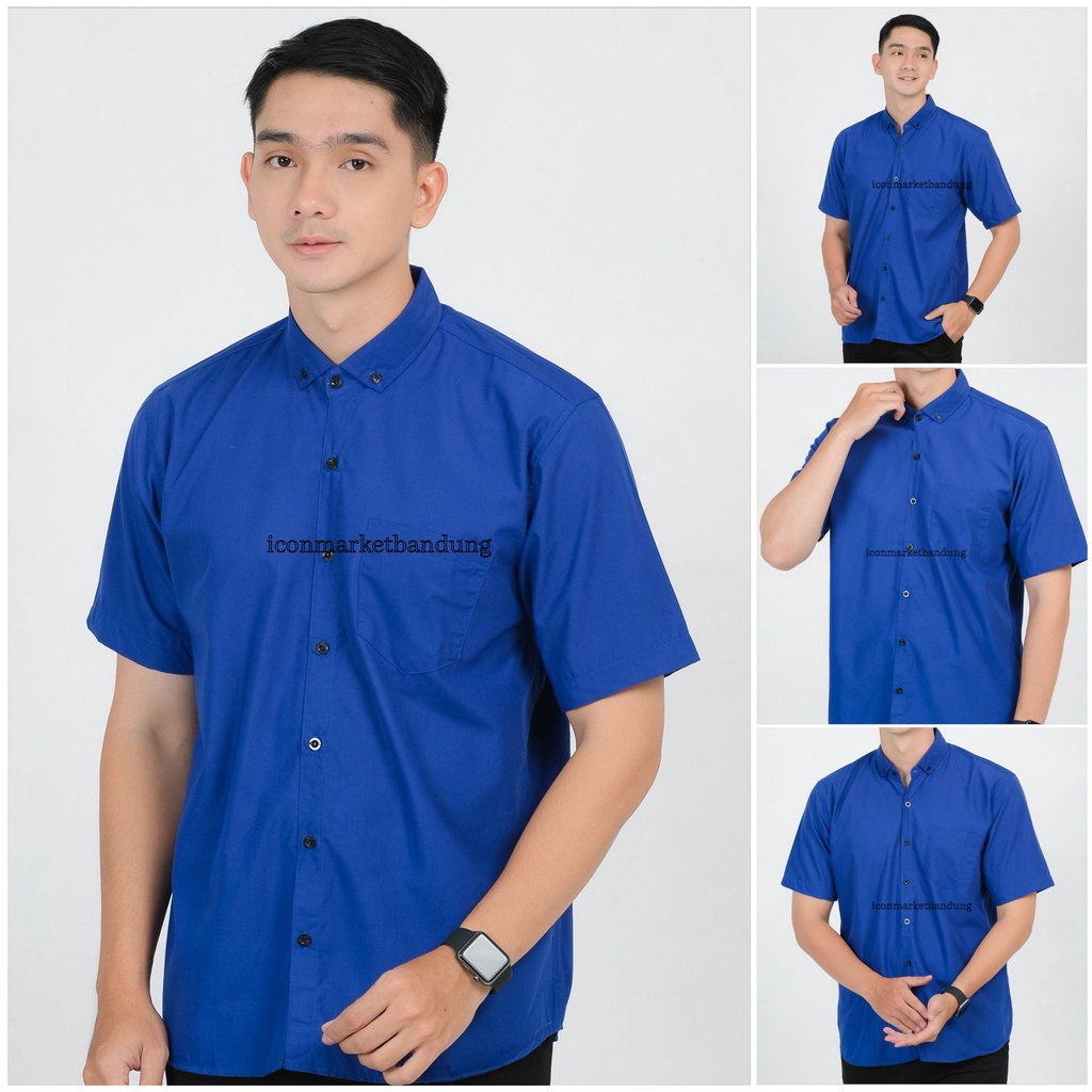 KEMEJA PRIA POLOS LENGAN PENDEK SLIMFIT ORIGINAL ICON M L XL XXL / ATASAN PRIA SEMI FORMAL CASUAL