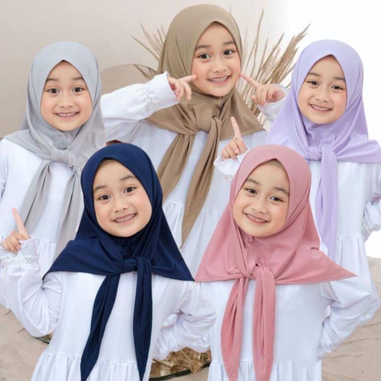 ORIGINAL% JILBAB ANAK SEGITIGA INSTAN JERSEY PREMIUM 1-10 TAHUN / Jilbab Anak / Pastan Bayi Jersey P
