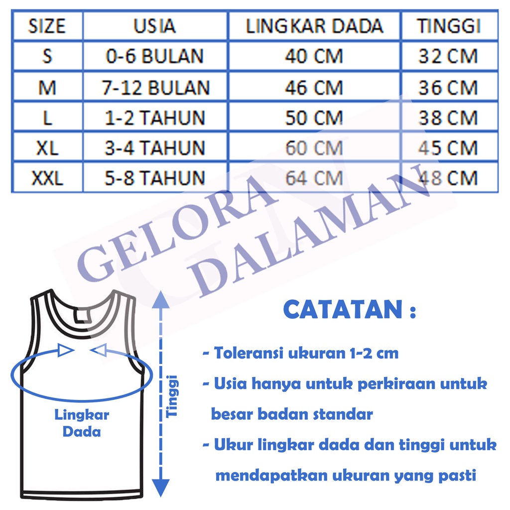 6 Pcs Singlet Anak 0-8 Tahun Kaos Dalam Anak Laki-Laki Dan Perempuan Kusus Putih