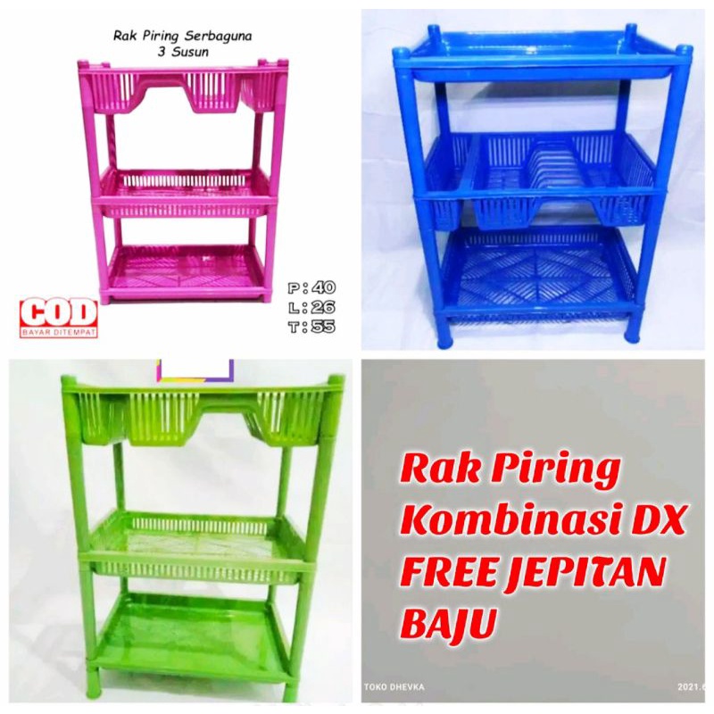 Free Bubble Packing/Rak Piring Jumbo 3 Susun/Free Jepitan Baju/Rak Piring 3 Susun