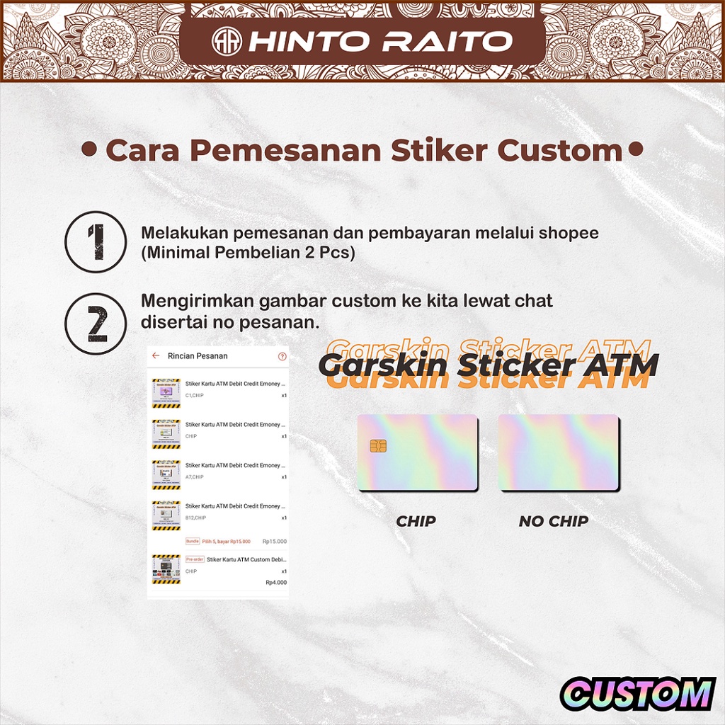 Stiker Kartu ATM Custom Hologram Sticker Skin Card Emoney Flazz Etoll - Desain Custom Gambar Sendiri