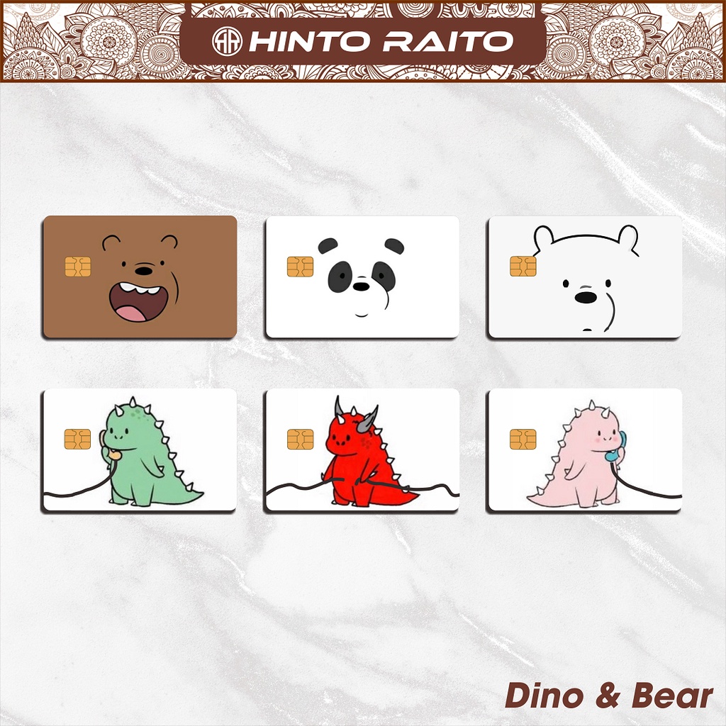 Stiker Kartu ATM We Bare Bears Dino Lucu - Sticker Skin Card Vinyl Emoney Flazz