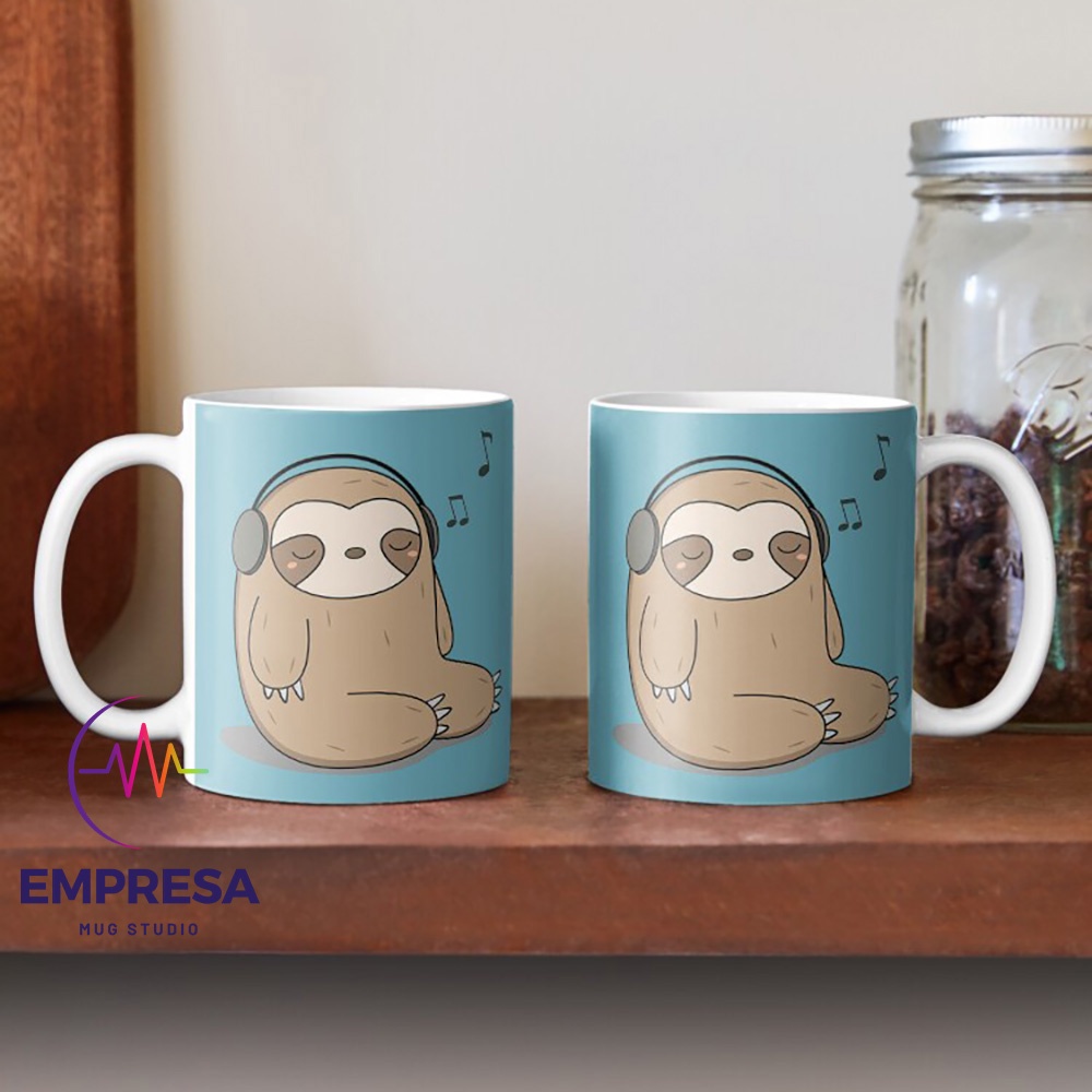 Kawaii Cute Sloth Listening to Music Tea Water Coffee Mug