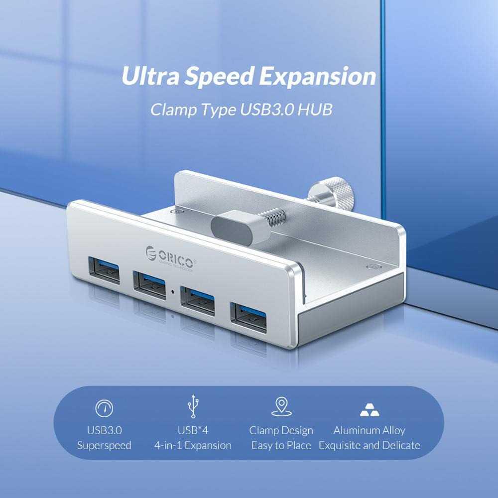 USB Hub 3.0 Clip-on Type Aluminium 4 Port - MH4PU-P - Silver