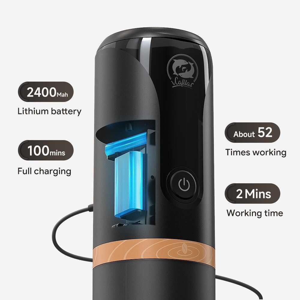 iCafilas Mesin Espresso Portable Nanopresso Electric Handheld 2 in 1 - YJ04 - Black