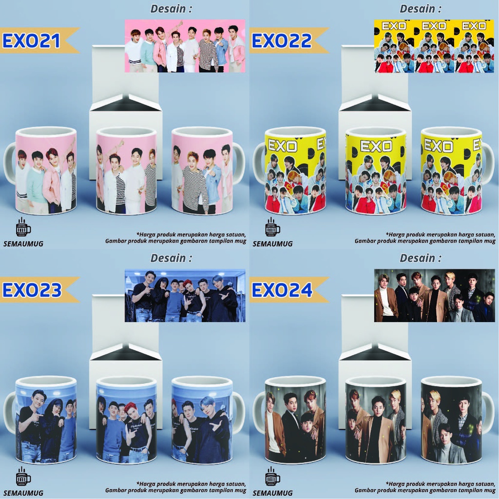 MUG EXO KADO KPOP GELAS CANGKIR  PRINT CUSTOM SEMAUMUG