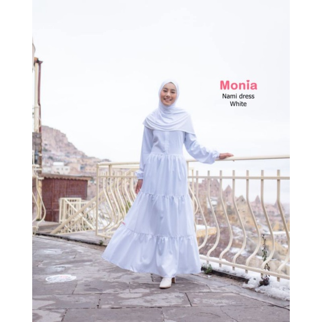 Nami Dress by Monia Hijab Kids Polos size Anak-Remaja | Dress Putih | Dress Manasik