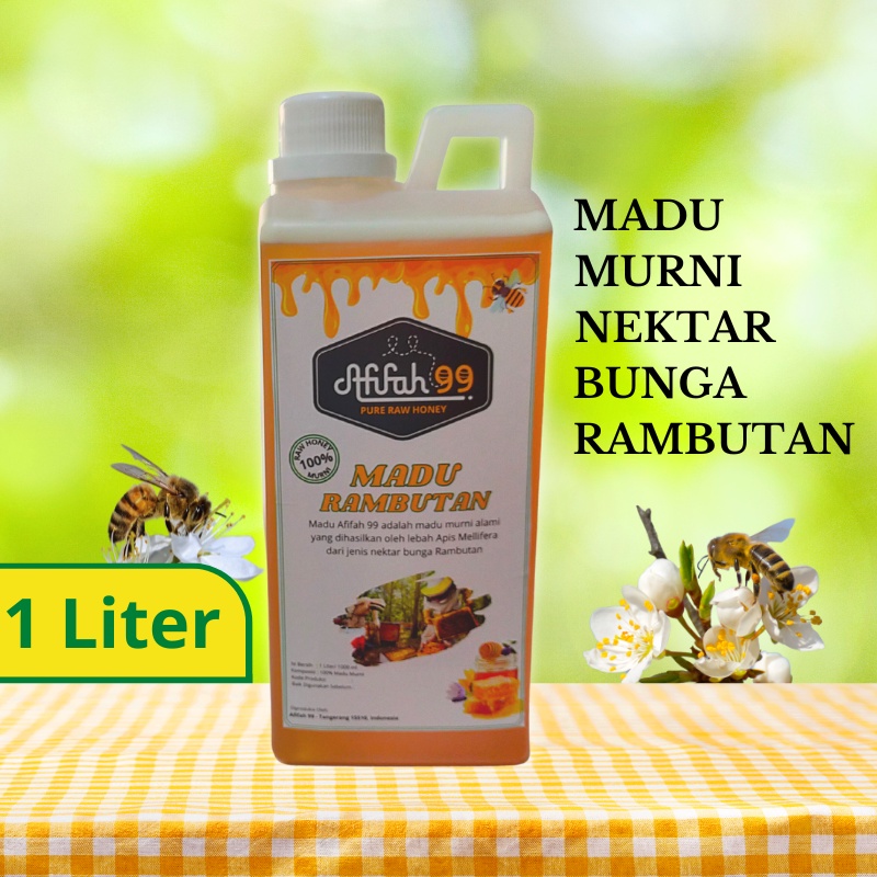 

Madu Murni Afifah 99 Nektar Bunga Rambutan 1Liter (1000 ml) Madu Rambutan - Madu Asli Raw Honey