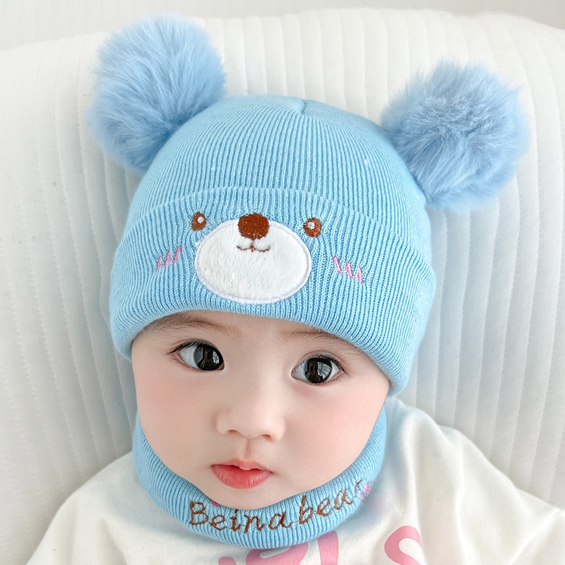 NEW Topi pompom bayi laki-laki dan perempuan / kupluk bayi motif beruang pompom