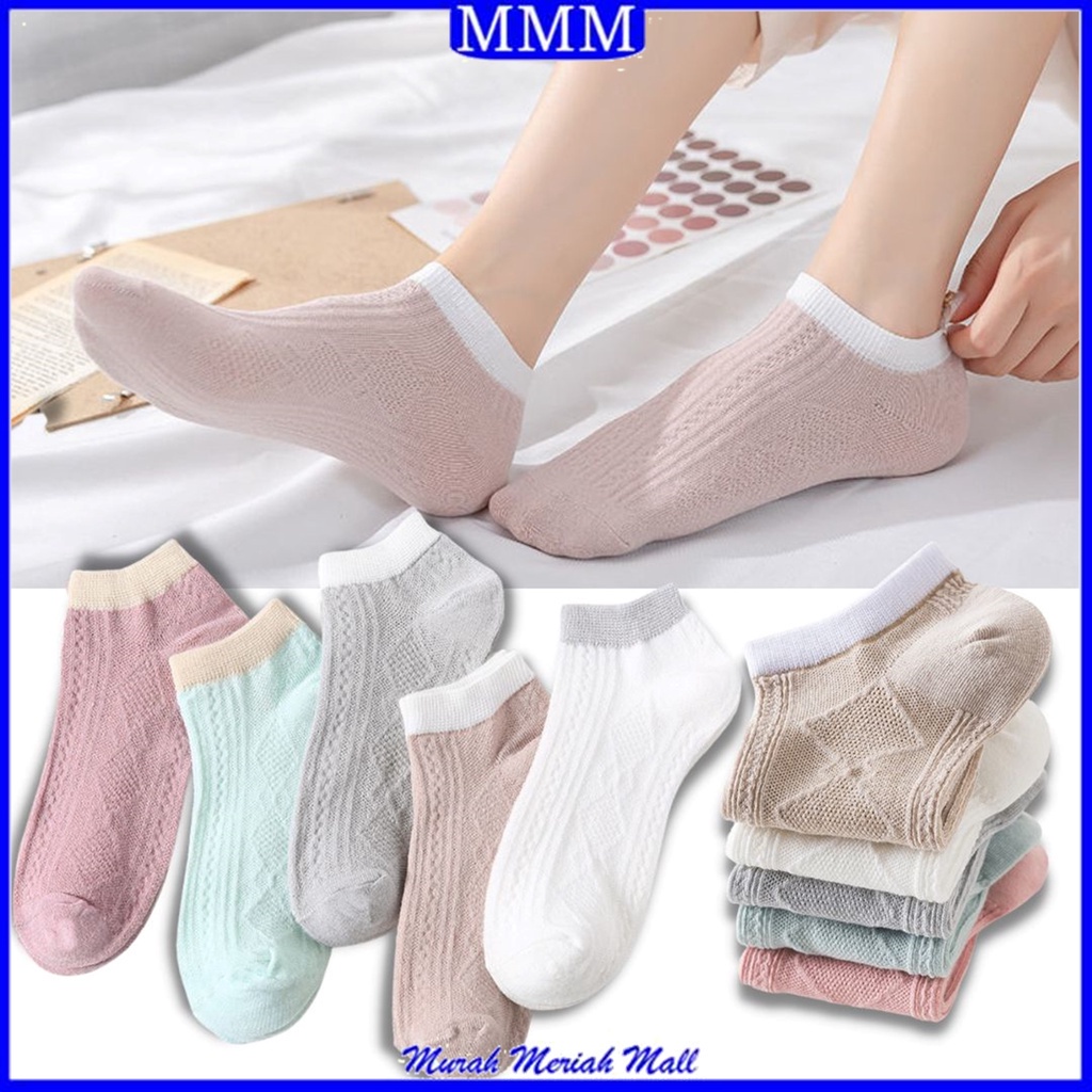 MMM Kaos Kaki Pendek Semata Kaki Wanita 6665 Motif Polos Style Fashion Korea Women Sock Kaos Import Murah