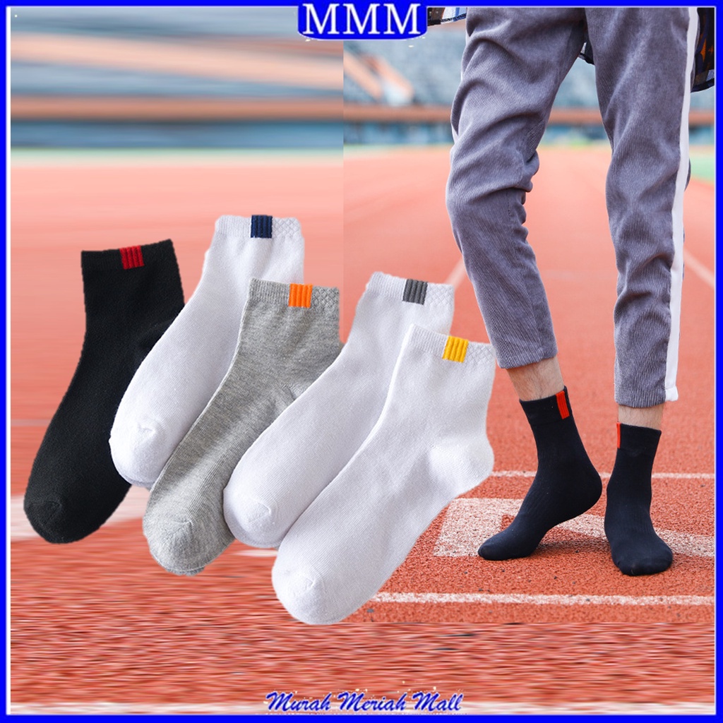 MMM Kaos Kaki Unisex Motif 1 Garis 6612 Kaos Kaki Olahraga Semata Kaki Pria Wanita Kekinian Import