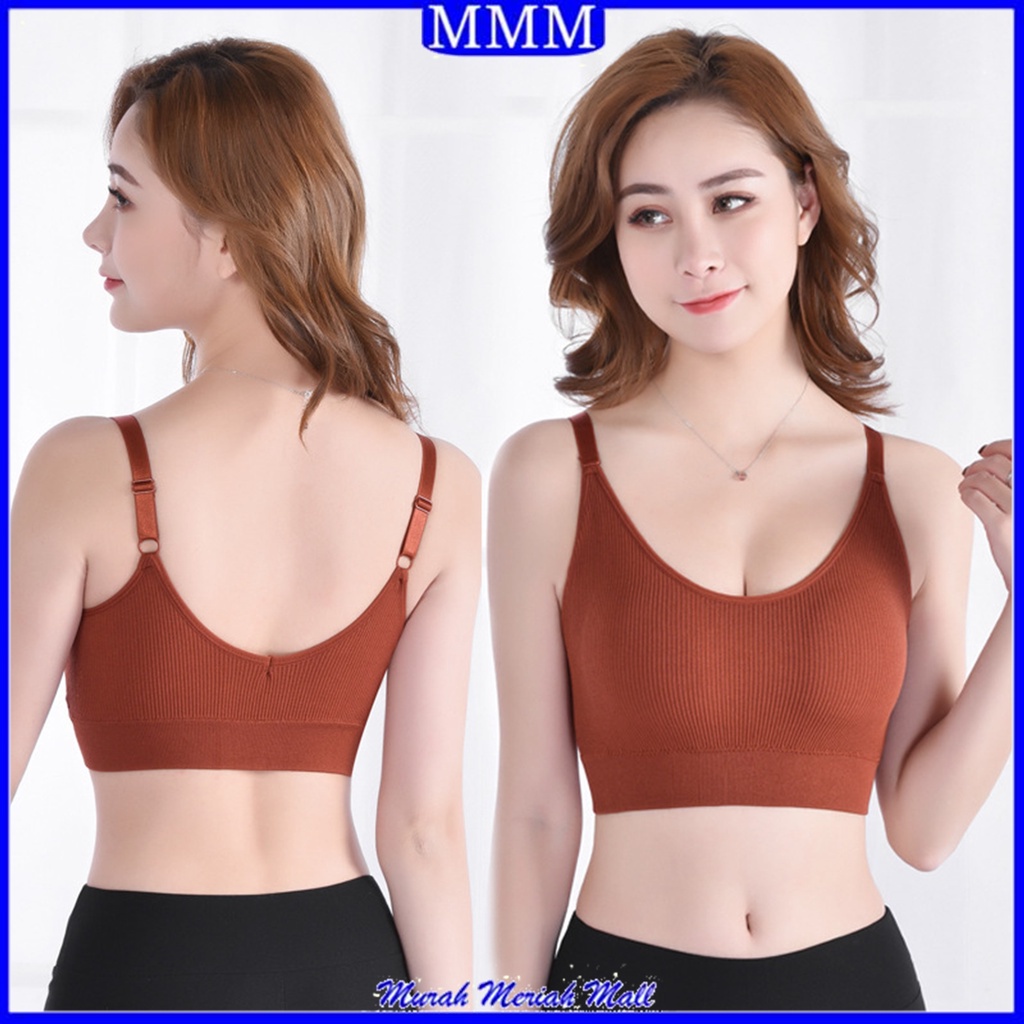 MMM Bra Wanita Tanpa Kawat 6715 Bahan Rajut Bra Model Seamless dengan Tali Strap dan Isi Busa Bergaya Sexy Bra Sport Japan Nyaman Model Jepang Bh wanita