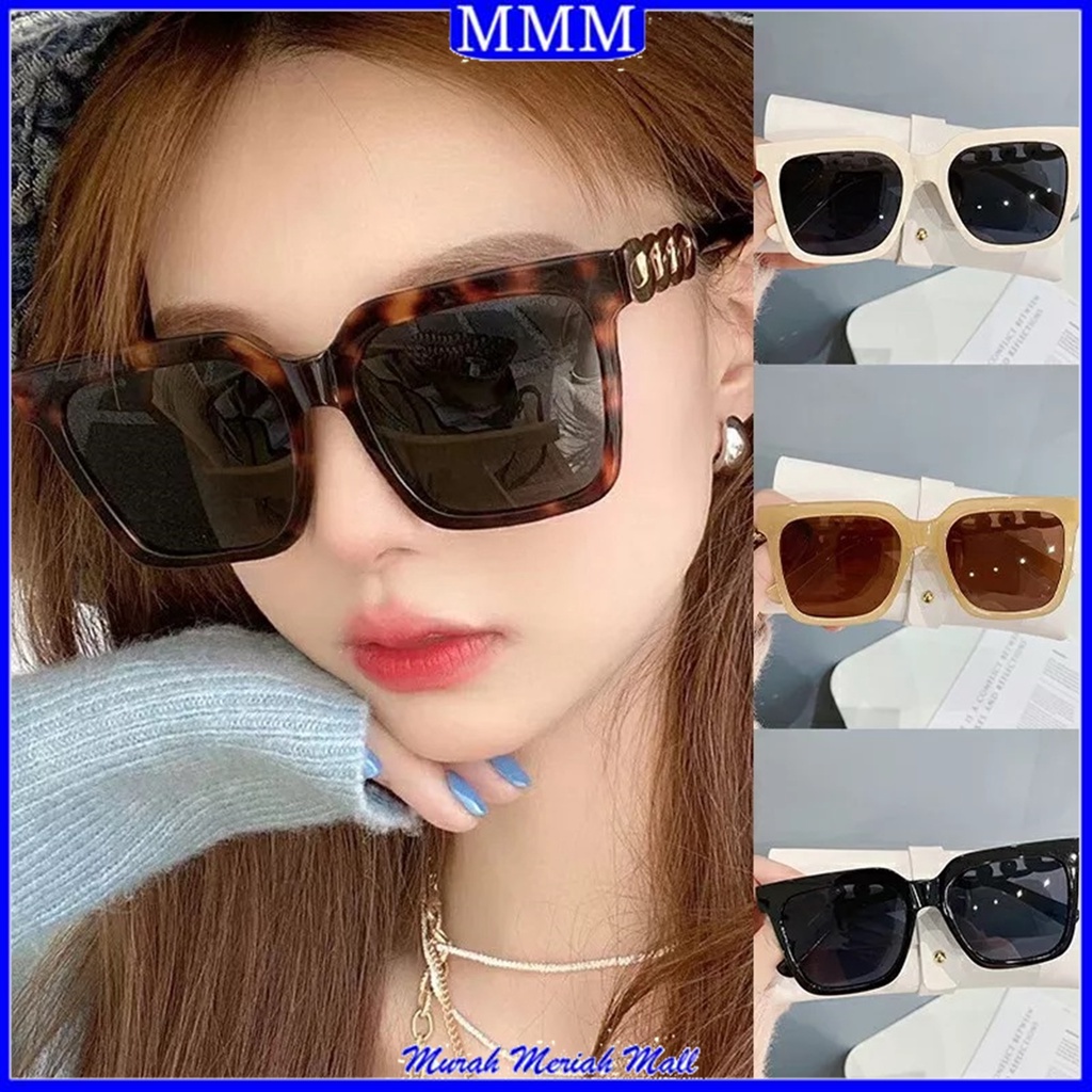 MMM Kaca mata Hitam Motif Rantai 6642 KacaMata Wanita Model Eropa Amerika Retro Kotak Besar Korean Fashion Sunglassess Eyewear Murah