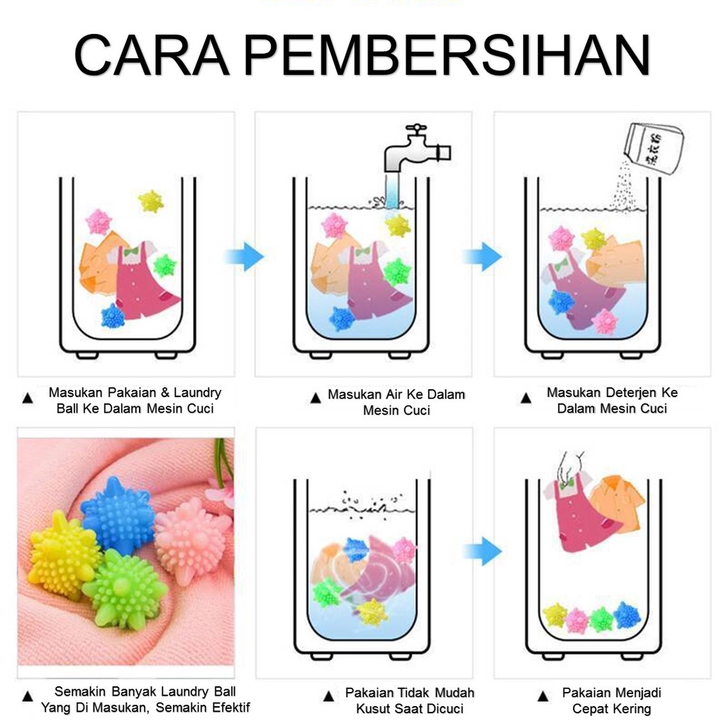 MM Bola Pembersih Pakaian Alat Pembersih Baju Pencuci Pakaian Anti Kusut Washing Laundry Ball Silicon Murah Import