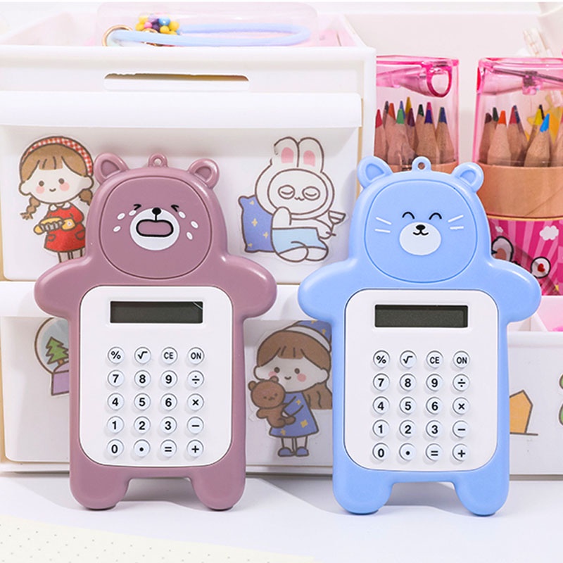 MMM Calculator Mini Portable Motif Bear Lucu Kalkulator Portable Mini Beruang Kalkulator Unik Kalkulator 8 Digit Mini Portable Kalkulator Beruang Tombol Karet Kalkulator Sekolah /Stationary Warna Warni Murah