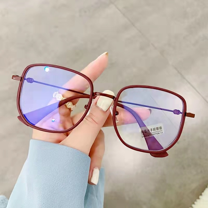 MMM Kacamata Poligonal Wanita Pria Anti Radiasi 6651 Kaca Mata Frame Sunglasses Lensa Transparan Fashion Blue Light Kacamata Fashion