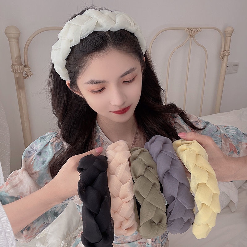 MMM Bando Kepang Satin Korea Scrunchie Headband Bandana Polos Aksesoris Rambut Wanita Fashion Murah Import