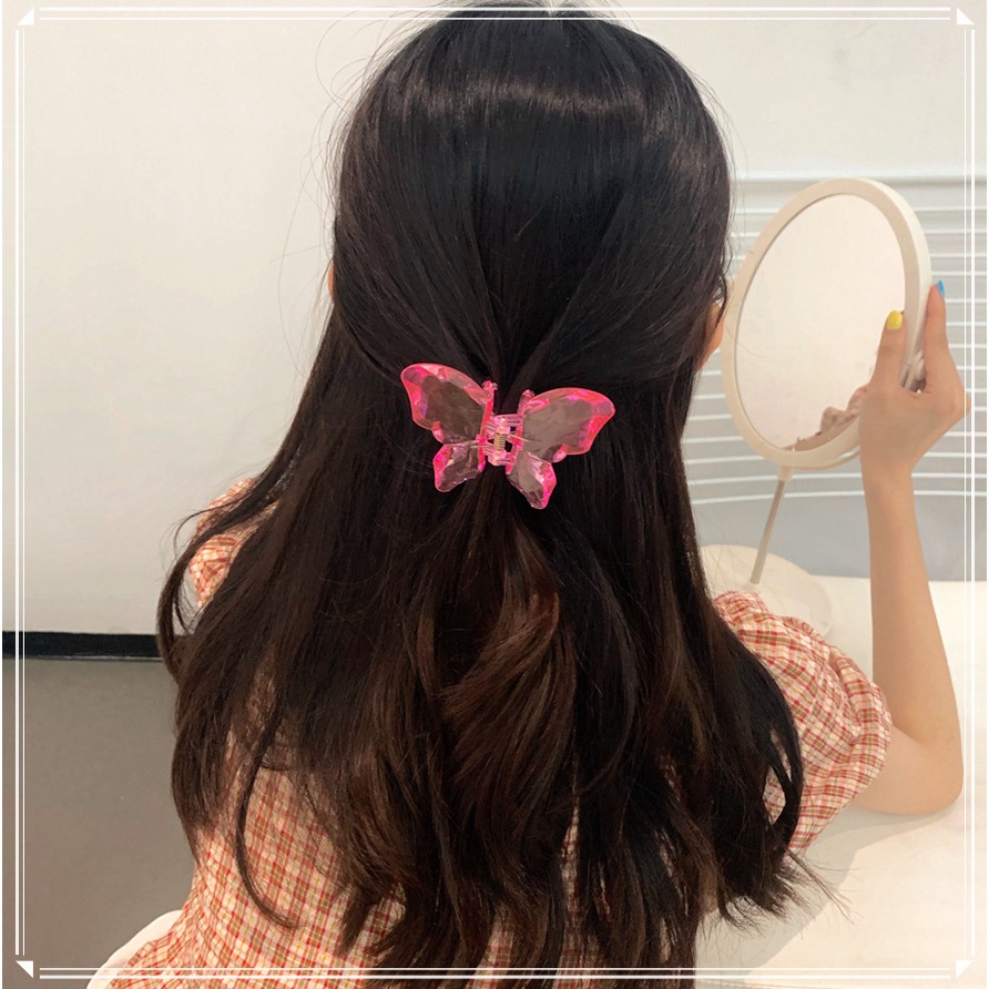 MMM Jedai Rambut Motif Kupu-Kupu Kristal Butterfly Korean Hair Claw Transparant Hair Clip Women Fashion Aksesoris Jepit Rambut Murah