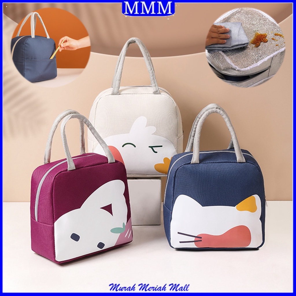 MMM Tas bekal Makan Siang Karakter Hewan Tahan Panas Portable Lunch Bag New Thermal Cooler Makanan Tas Lunch Box Karakter Anti Air Murah Import