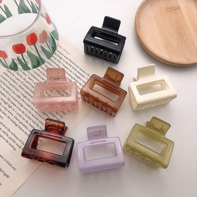 MMM Jepitan Rambut Model Korean Kotak 5Cm Jedai Wanita Bahan Plastik Korean Hair Claw Clip Women Fashion Geometric Hairpin Aksesoris Rambut Murah