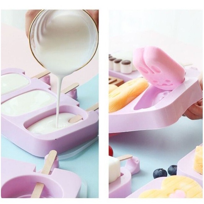 MMM Cetakan Es Krim Silicon Set Cetakan Ice Cream Karakter Lucu Popsicle Coklat Kue Cetakan Agar-agar Jelly Mold Silikon Bentuk Hewan Murah