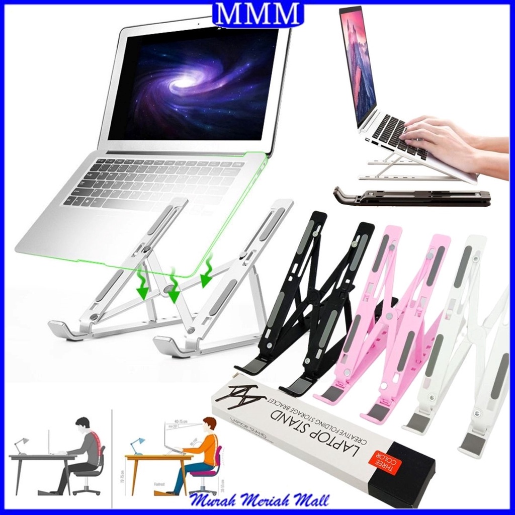 MMM Stand Holder Laptop Portable Folding Stand Lipat Anti Slip Kompatibel Dengan Semua Jenis Laptop dan Tablet Dudukan Laptop Murah Import