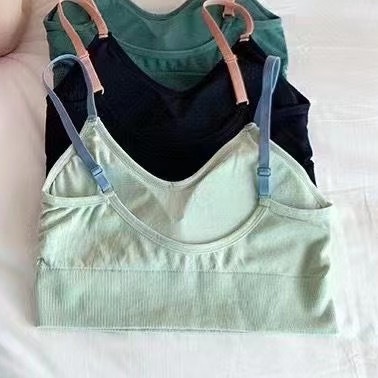 MMM Bra Sport Wanita BABE Tanpa Kawat Ala Korea 6464 Tank Top Wanita Pakaian Dalam Wanita BH Sport Yoga Motif Garis Murah Import