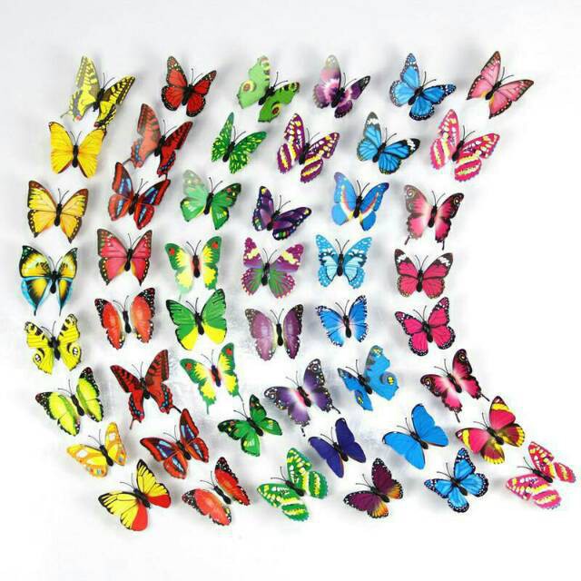 MMM Stiker Dinding 3D Motif Kupu - Kupu / Wall Sticker 12pcs Butterfly PVC / Dekorasi 12 in 1