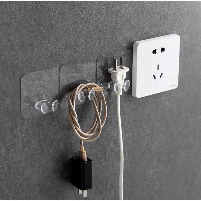 MMM Gantungan Kabel Dinding Transparant Penyanggah Kabel Colokan Pelindung Kabel  Import