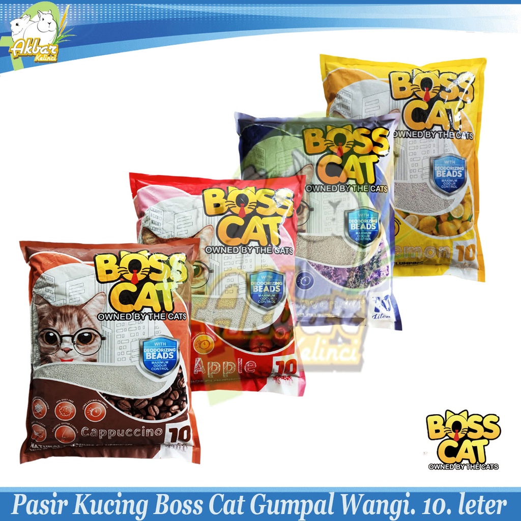 Pasir Kucing BOSSCAT by Markotops 10 Liter - Pasir Gumpal Wangi Boss Cat 10 L - Pasir Kucing 10 liter