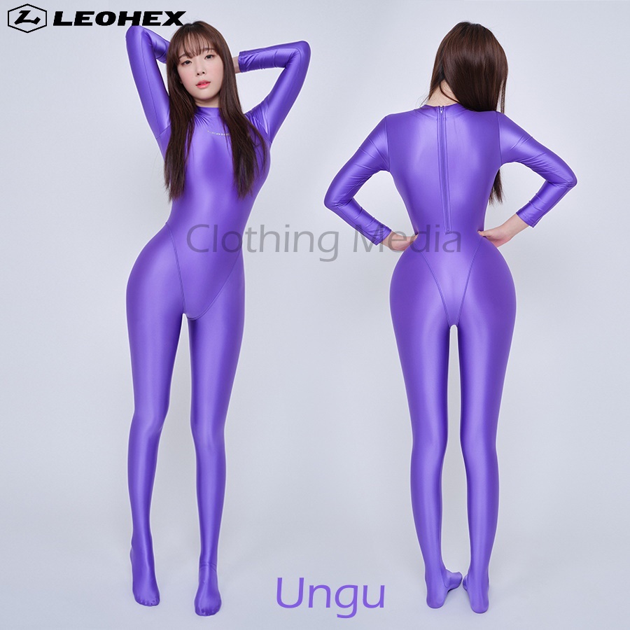 LEOHEX Bodysuit Full Glossy Premium Silky Elastis Lengan Panjang Zentai Halus