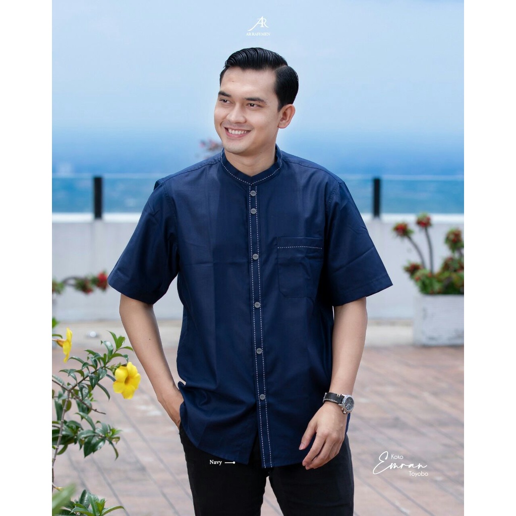 KOKO EMRAN BAJU ATASAN KOKO LEBARAN KOKO BY ARRAFI MEN BAJU KOKO PRIA LENGAN PENDEK BAJU KOKO TERHIT